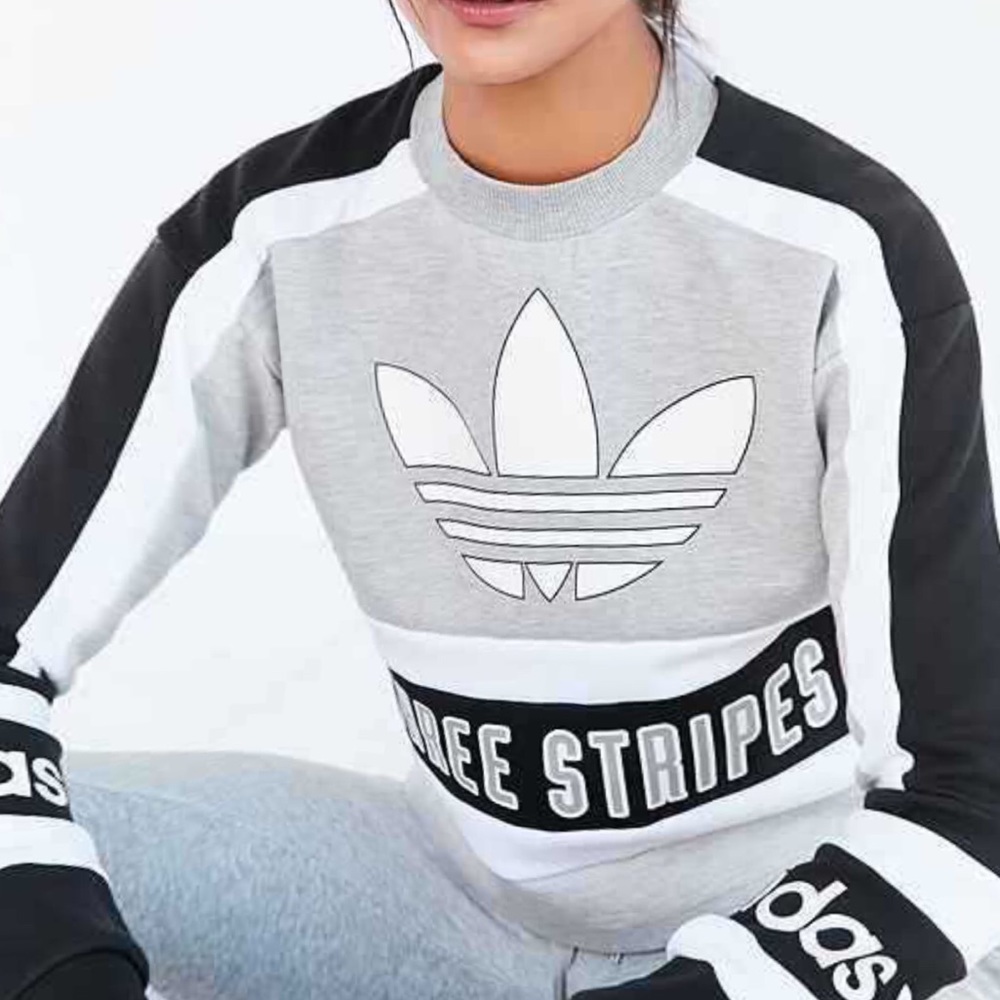 New Adidas Originals '80s Moto Cropped Sweatshirt - Picture 5 of 14
